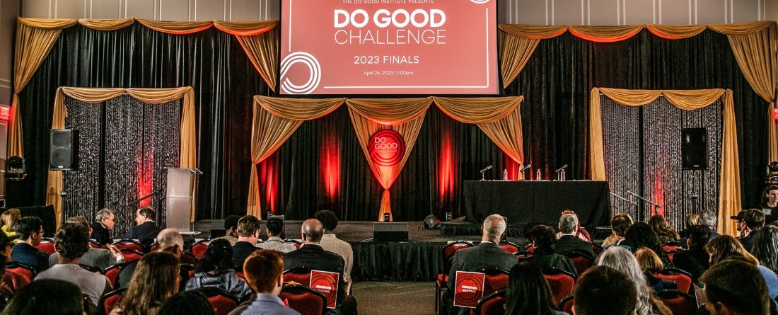 An audience is sitting, waiting for the start of the 2025 Do Good Challenge